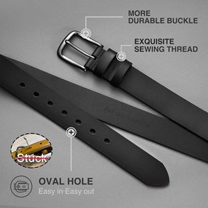 Ceinture en cuir pleine fleur pour homme, ceinture de travail robuste, ceinture décontractée pour jeans, vente en gros OEM - Product Image 3
