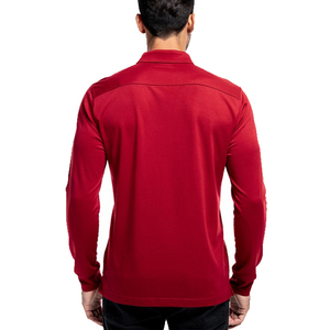 Men's Red Long Sleeve Polo Shirt 100% Cotton Pique Polo T Shirts Men Turn Down Collar Summer Polo Tee Mens - Product Image 2