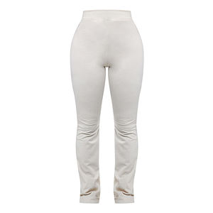 Women's Solid Color <b>Flared</b> <b>Leggings</b> High Waist Stretchy Casual Pants Full Length Breathable Knitted Spandex Cotton Fit Type - Product Image 5