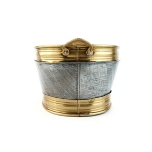 Antique Galvanized Zinc Beverage Tub With Gold Rim And Base Handles Dual Tone Modern Party Wine, <b>Beer</b> For Wedding & Party Serve - Product Image 3