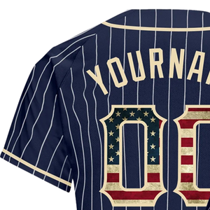 Navy White Pinstripe Baseball Jersey for Men Button Down Team Uniform Breathable Lightweight <b>Athletic</b> Tournament Sports Apparel - Product Image 5