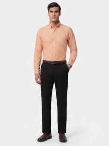 Men's Orange Solid Cotton Dress Shirt Full Sleeve Button <b>Down</b> Collar Smart Casual Spring Wear - Product Image 2