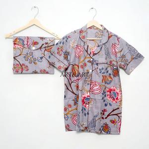 Pyjama court à fermeture boutonnée, manches courtes, personnalisé pour femmes, en modal et coton, léger et respirant, imprimé numériquement, ensemble de pyjama d'été - Product Image 6