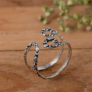 SHYAM JEWELRS Handmade 925 Sterling <b>Silver</b> Ethnic Swirl Arthritis <b>Ring</b>-<b>Adjustable</b> Oxidized Floral Splint Luxury Style Made - Product Image 5
