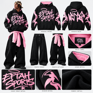 Conjunto Deportivo EFTAH para Hombre, Corte Holgado, Sudadera con Cuello Camisero y Pantalones Largos con Franjas Laterales, Venta al Por Mayor OEM - Product Image 3