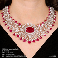 Labor-Gezüchtete Diamant-Rubin Statement-Halskette 18k Weißgold IGI-Zertifiziert Roter Edelstein Choker Damen Feiner Brautschmuck Geschenk