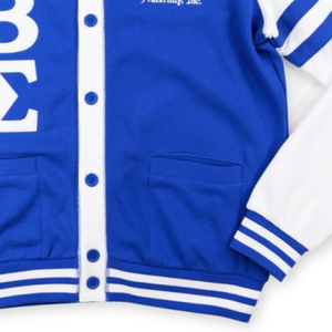 Cárdigan Ligero de Forro Polar Phi Beta Sigma, Azul Rey y Blanco, con Botones y Letras Griegas, Ropa de Fraternidad, Corte Elegante - Product Image 3