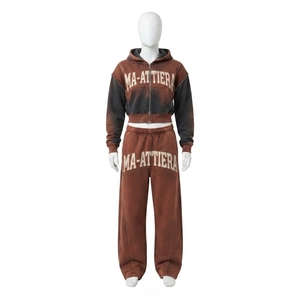 Conjunto Deportivo de Dos Piezas para Mujer: Sudadera Corta con Cierre y Pantalones Anchos Estilo Jogger - Product Image 3
