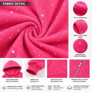 Sweat à capuche zippé rose pour femme avec strass, style personnalisé, sweat-shirt à capuche entièrement zippé, streetwear décontracté, sweat à capuche tendance - Product Image 5