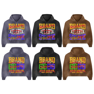 Sudadera con capucha y chándal vintage con logo personalizado, lavado ácido sólido, efecto descolorido por el sol, pedrería, 480 g/m², para invierno - Product Image 1