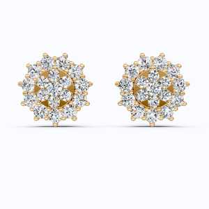 Boucles d'oreilles clous en diamant de laboratoire Halo, certifiées IGI, 0,95 CTW, or massif 14K plaqué rhodium, taille brillant, luxe, mariage - Product Image 6