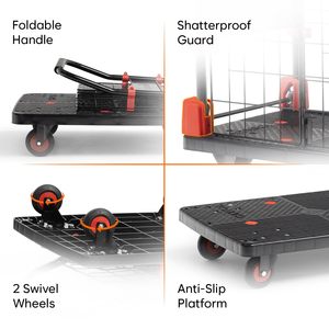 300 Kg <b>Foldable</b> Plastic Platform <b>Trolley</b> with Basket Cage | Portable Hand Truck with 360° Wheels for Warehouse & Home Use - Product Image 3