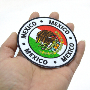 Mexico National Emblem Embroidered Patch Round <b>Design</b> with Eagle and Flag Colors - Product Image 5