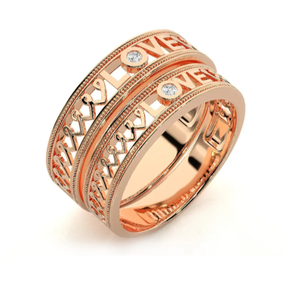 925 Sterling <b>Silver</b> Rose Gold Plated LOVE Couple <b>Rings</b> - Product Image 2