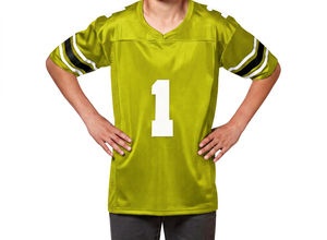 Maillot de football sublimé personnalisé, noir uni, uniforme de football américain, col en V, vêtements de sport d'équipe pour hommes et garçons - Product Image 1