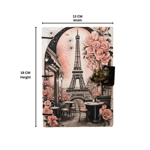 Vintage Eiffel Tower Lock Diary <b>Notebook</b> <b>A5</b> Cardboard Notepad | Handmade Floral Travel Writing 100 Sheets Metal Clasp Closure - Product Image 5