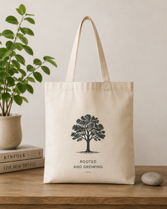 Bolsa de Mano 38x40x10cm de Lona de Algodón Natural con Estampado de Árboles, Estilo Minimalista, Plegable, Cierre Personalizado, para Viajes y Compras - Product Image 4