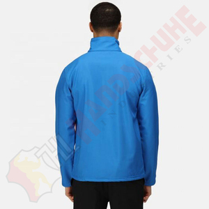 Blue <b>Men's</b> <b>Soft</b> <b>Shell</b> <b>Jacket</b> With Zip Fly And Front Logo Regular Fit Water Resistant Outdoor Wear Autumn Season - Product Image 4