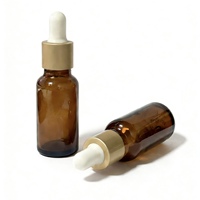 Flacon compte-gouttes de luxe en verre ambré de 20 ml avec bouchon doré pour sérum de soin, échantillon cosmétique, personnalisable avec logo – Vente en gros