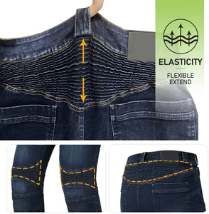Jeans de moto pour homme avec poches pour protections CE, bleu foncé, respirant, denim délavé, pour la conduite, l'aventure et le tourisme - Product Image 2