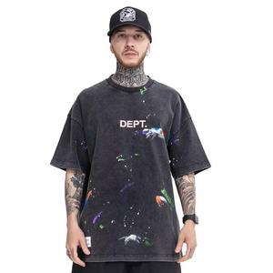 T-shirt Homme Personnalisé Vierge à Effet Délavé Acide, Coton Lourd 100% Respirant, Coupe Oversize Streetwear Grandes Tailles – Vente en Gros - Product Image 1