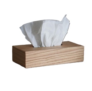 Caja de pañuelos de madera, diseño nórdico, de pie, acabado marrón claro, forma rectangular, decoración del hogar, almacenamiento para artículos de escritorio - Product Image 1