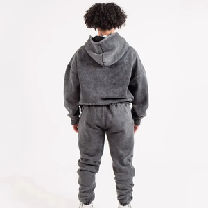 2024 High Quality Heavyweight Acid Washed Hoodie and <b>Sweatpants</b> <b>Set</b> Vintage Custom Mens French Terry Cotton Streetwear Tracksuit - Product Image 2