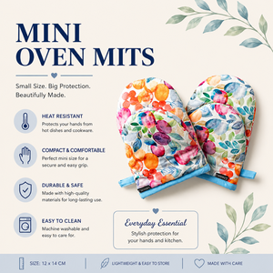 Fruit Print Mini Oven Mitts Set 12x14 cm | Heat Resistant Cotton Kitchen Gloves <b>Pot</b> <b>Holders</b> for Baking Cooking BBQ Microwave Use - Product Image 5
