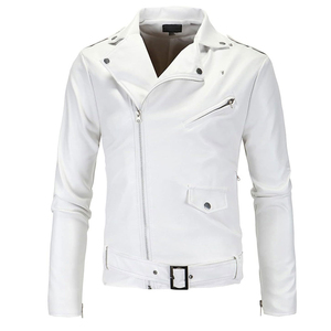 Chaqueta de Cuero PU con Capucha para Hombre, Corte Ajustado, Cierre de Cremallera, Color Sólido, Manga Larga, para Otoño - Product Image 3