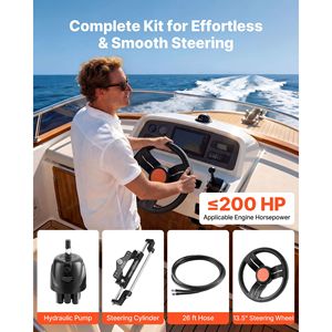 Kit Sistema di Sterzo Idraulico Marino per Imbarcazioni da 200 CV, Pompa Timone a Blocco Bidirezionale 6.9 MPa, Cilindro e Accessori - Product Image 2