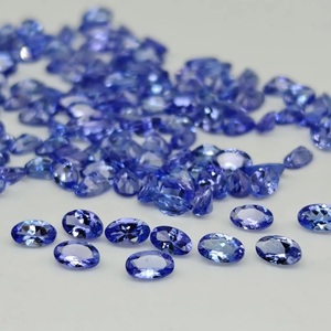 Pierre précieuse tanzanite ovale facettée 3x5mm, qualité AAA, bleu violet, pour bague et pendentif. - Product Image 1