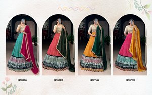 Hermoso vestido de novia con estampado de motivos dorados, lehenga choli y dupatta para fiesta, lehenga que brilla con lujo. - Product Image 5