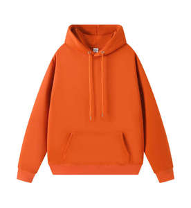Sweat-shirt à capuche orange pour homme, en molleton, couleur unie, manches régulières, vêtements d'automne - Product Image 1