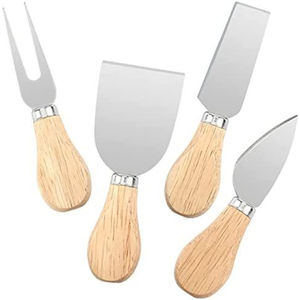 Juego de 4 mini cuchillos para queso con mango de madera, cortador de queso de acero inoxidable de alta calidad y herramientas para untar mantequilla para tabla de quesos - Product Image 2