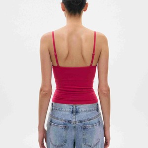 Top de Tirantes Finos Rosa para Mujer, Cuello Cuadrado, Tejido, Casual, Color Sólido, Sin Mangas, Alta Calidad - Product Image 3