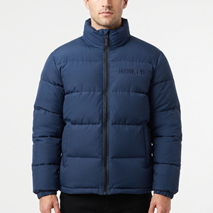 Chaqueta Acolchada de Invierno para Hombre, Color Sólido, Cuello Alto, Cálida, con Cierre Completo, Corte Regular, Resistente al Viento, Ropa Exterior Informal - Product Image 5