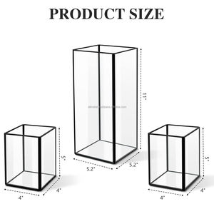 Lot de 3 bougeoirs Hurricanee personnalisables en verre cristal pour centre de table avec cadre en métal pour tous les lieux - Product Image 6