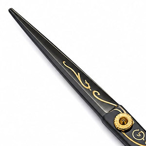 Ciseaux de coiffure professionnels pour droitiers, lames en acier inoxydable, manche en céramique, 32 dents, utilisation en salon, accent doré - Product Image 4