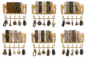 Porta Llaves de Pared de Metal Dorado Vintage, Organizador de Llaves Decorativo para Entrada y Hogar con Múltiples Ganchos - Product Image 5