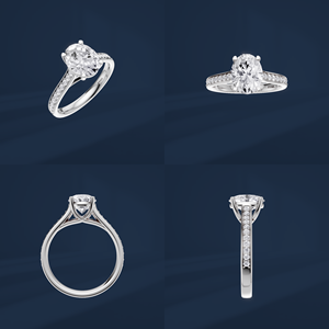 Anillo de Compromiso con Halo de Diamantes Cultivados en Laboratorio de Corte Ovalado de 2.00ct, Plata de Ley PT950, Joyería Fina de Lujo DIFF, Venta al Por Mayor - Product Image 6