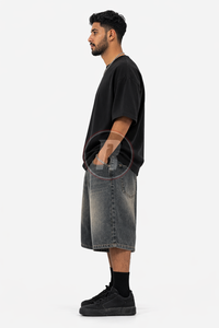 Pantalones Cortos Vaqueros de Hombre de Moda, 100% Algodón Lavado, Estilo Hip Hop, Ajuste Holgado, Casual, Streetwear, Color Liso, Transpirables, Ecológicos - Product Image 6