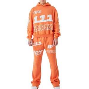 Chándal personalizado para hombre con estampado puff, cosido a medida, ropa informal, antiarrugas, transpirable y cómodo. - Product Image 1