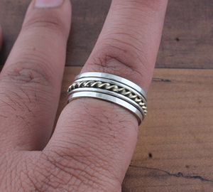 Wholesale 925 Sterling Silver Metal Band <b>Ring</b> Two-Tone Brass Design <b>Ring</b> Handcrafted Silver and Brass Band Jewelry Supplier - Product Image 2
