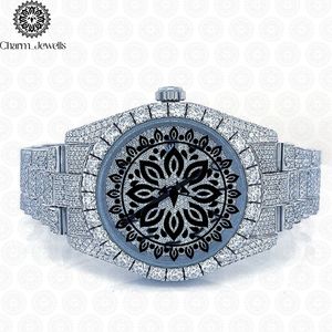 Montre de luxe Charm Jewells en acier inoxydable, incrustée de diamants, mouvement mécanique analogique, mode masculine, cadran de 40 mm, cristal saphir - Product Image 4