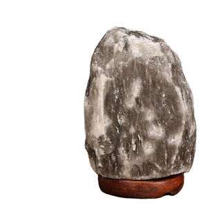 Lámpara de Sal del Himalaya Natural Tallada en Roca Gris con Interruptor Regulador y Base de Madera, Lámpara de Mesa de Sal Gris al por Mayor - Product Image 1