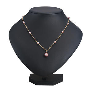 Zhuji Wholesale S925 <b>Silver</b> <b>Box</b> Chain Necklace Near Round Freshwater Pearl for Girlfriend - Product Image 5
