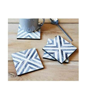 Sous-verre rond artisanal de style classique avec incrustation d'os, écologique, antidérapant, au design unique - Product Image 1