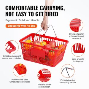 Set di 12 Cesti per la Spesa in Plastica Resistente da 21L con Manico in Metallo e Supporto, 42,48 x 30,51 x 21,78 cm, Portatili e Personalizzabili - Product Image 4