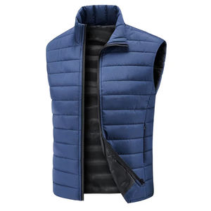 Adult Unisex Warm Montane Cotton <b>Gilet</b> <b>Navy</b> Blue Color Stand Collar Eco-Friendly Front Customizable Outerwear Quilted Packable - Product Image 1