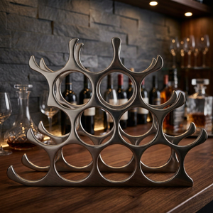 Porte-bouteilles moderne en aluminium style ferme avec motif floral – Organisateur élégant pour bar à domicile, gain de place - Product Image 3